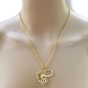 FORSTNER GOLD OVER SILVER SCORPION PENDANT & 12K GOLD FILLED CHAIN NECKLACE